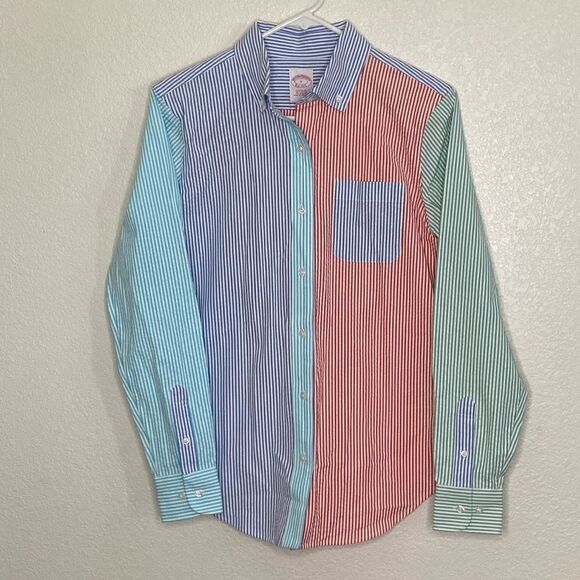 BROOKS BROTHERS Women’s Striped Multi Color Button Down Shirt Size 6 - Picture 1 of 6